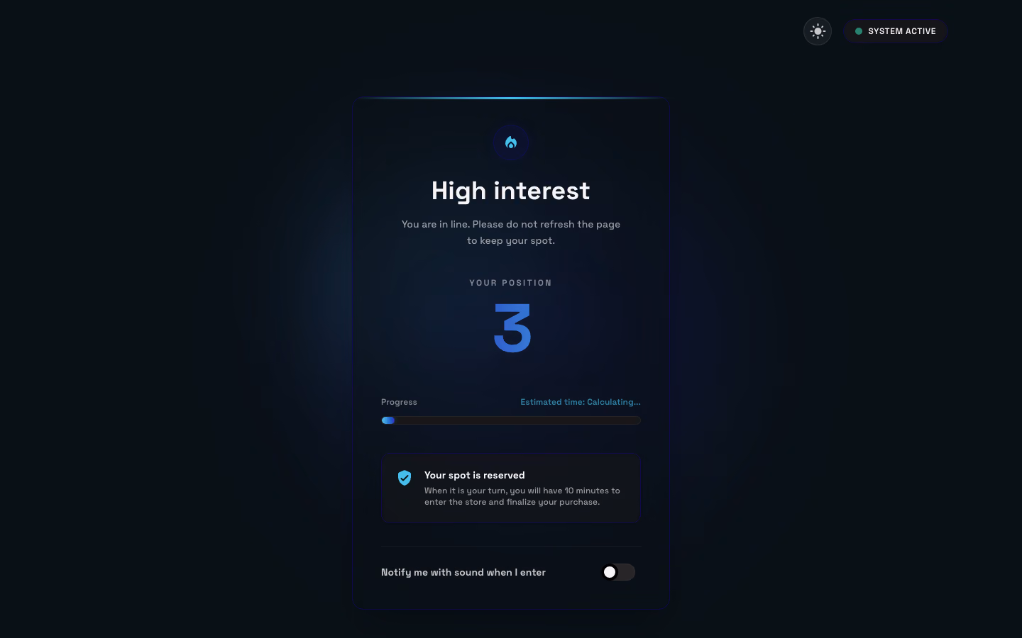 The queue widget your customers see while they wait for their turn